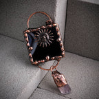 Olivenorma Sun God Black Agate Irregular Amethyst Gemstone Necklace