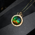 Olivenorma Natural Ammolite 925 Silver Necklace