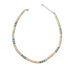 Olivenorma Turquoise White Zircon Roller Bead Necklace