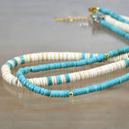 Olivenorma Turquoise White Zircon Roller Bead Necklace