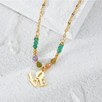 Olivenorma Natural Stone Beaded "LOVE" Pendant Necklace