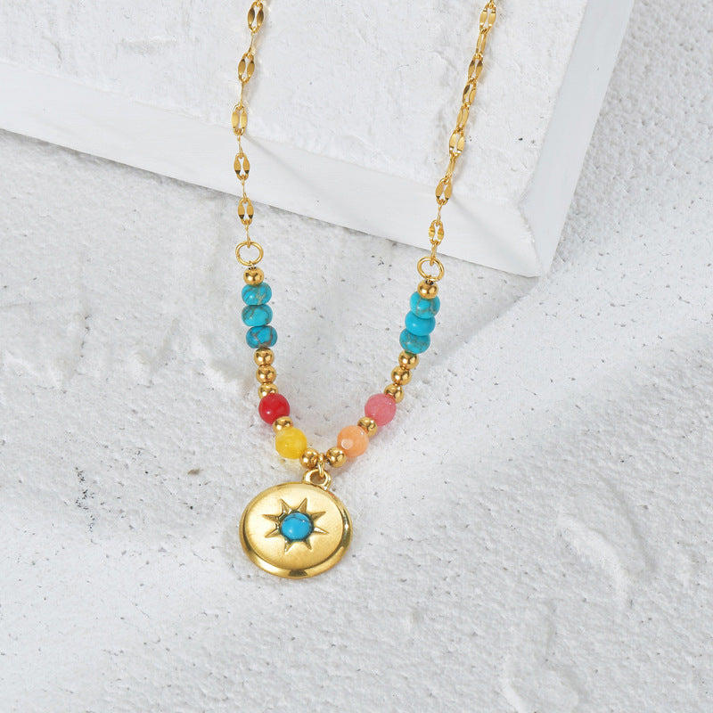 Olivenorma Turquoise Pendant Titanium Steel 14k Necklace