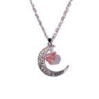Olivenorma Silver Moon Natural Stone Pendant Necklace