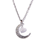 Olivenorma Silver Moon Natural Stone Pendant Necklace