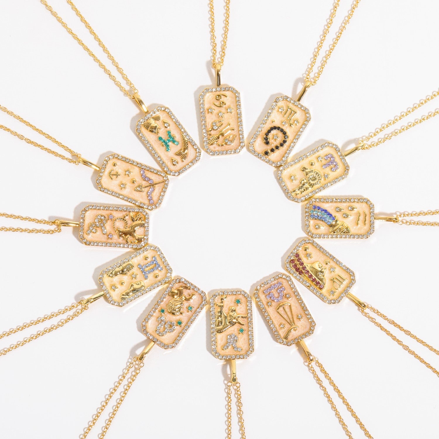 Olivenorma Tarot Card Zircon Zodiac Necklace