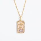 Olivenorma Tarot Card Zircon Zodiac Necklace