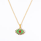Olivenorma Colored Zircon Titanium Steel Evil Eye Necklace