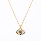 Olivenorma Colored Zircon Titanium Steel Evil Eye Necklace