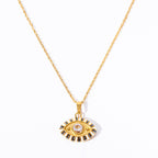 Olivenorma Colored Zircon Titanium Steel Evil Eye Necklace