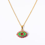 Olivenorma Colored Zircon Titanium Steel Evil Eye Necklace