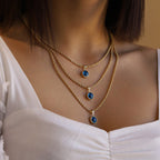 Olivenorma Blue Evil Eye Pendant Twist Chain Necklace