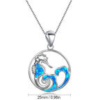Olivenorma Blue Opal Seahorse Wave Necklace