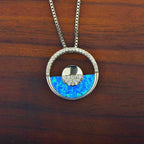 Olivenorma Hawaiian Blue Opal Round Pendant Necklace