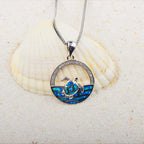 Olivenorma Hawaiian Blue Opal Swimming Turtle Pendant Necklace