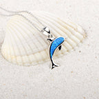 Olivenorma Blue Opal Ocean Dolphin Pendant Necklace