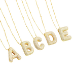 Gold Bubble Letter Initial Necklace Set