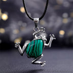 Olivenorma Natural Crystal Frog Meditation Necklace