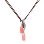 Olivenorma Leather Rope Wings Natural Stone Drop Pendant Necklace