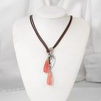Olivenorma Leather Rope Wings Natural Stone Drop Pendant Necklace