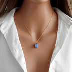Olivenorma Square Cut Rough Stone Sweet Style Necklace
