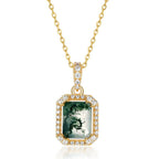 Olivenorma Square Moss Agate White Zircon Necklace