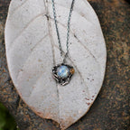Olivenorma Moonstone Rose Pendant Necklace