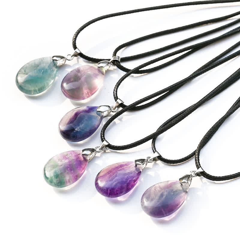 Olivenorma Natural Fluorite Water Drop Pendant Necklace