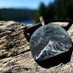 Olivenorma Gray Snow Mountain Aurora Resin Round Pendant Necklace