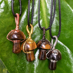 Olivenorma Hand Wound Natural Crystal Mushroom Necklace