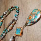 Olivenorma Natural Drop Shape Oyster Turquoise Mala Necklace