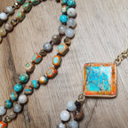 Olivenorma Natural Drop Shape Oyster Turquoise Mala Necklace