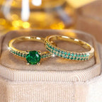 Serena Emerald Duo Ring Gold Set