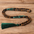 Olivenorma 108 Tiger Eye Mala Beads Tassel Bracelet Necklace