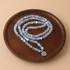 Olivenorma 108 Moonstone Mala Beads Lotus Pendant Necklace