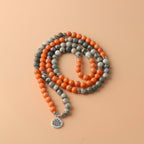 Olivenorma 108 Orange Emperor Stone Mala Beads Lotus Pendant Necklace