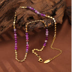 Olivenorma Retro Palace Style Purple Agate Beaded Necklace