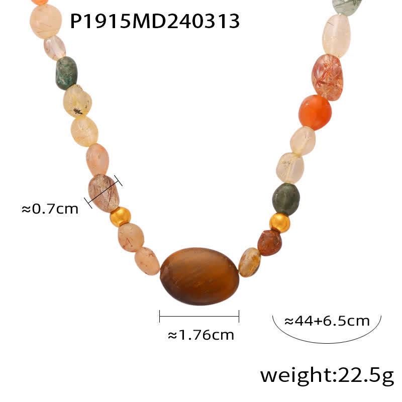 Olivenorma Vintage Natural Stone Beaded Necklace