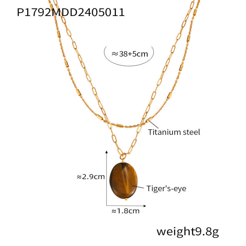 Olivenorma Vintage Natural Stone Tiger Eye Pendant Necklace