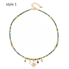 Olivenorma African Turquoise Moon Star Pendant Necklace