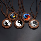 Yin Yang Taichi Glass Pendant Necklace Spiritual Meditation Jewelry