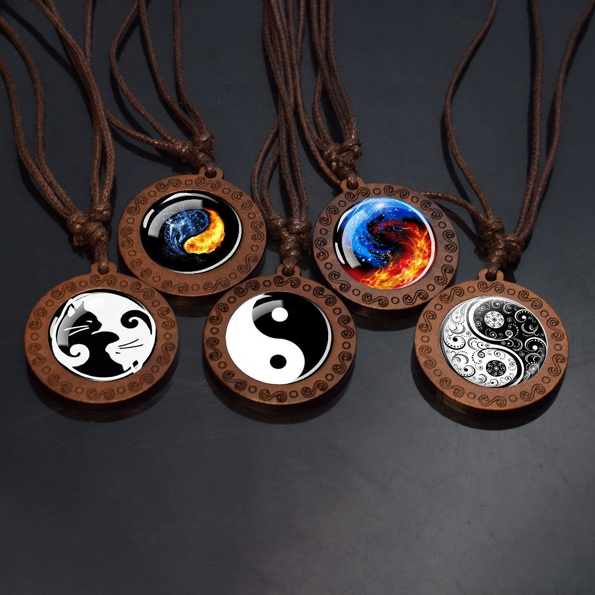 Yin Yang Taichi Glass Pendant Necklace Spiritual Meditation Jewelry