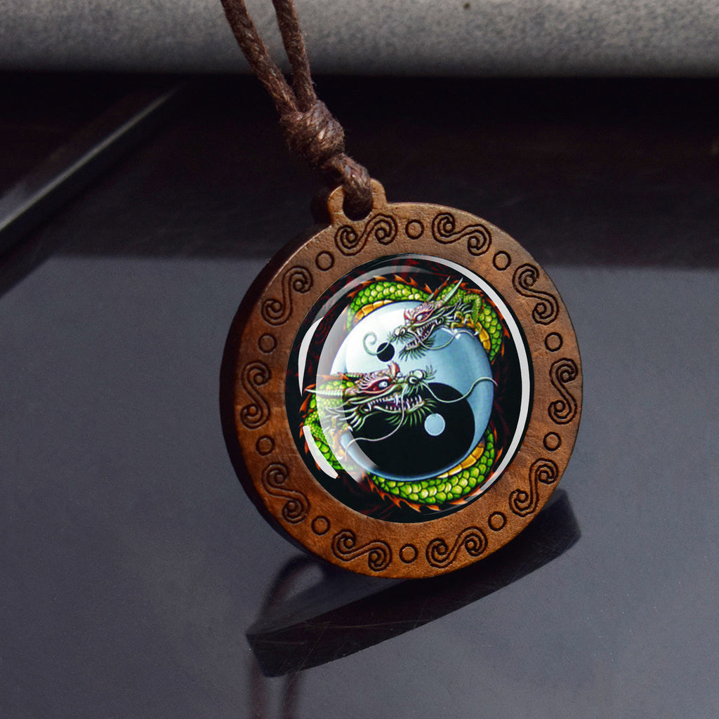 Yin Yang Taichi Glass Pendant Necklace Spiritual Meditation Jewelry