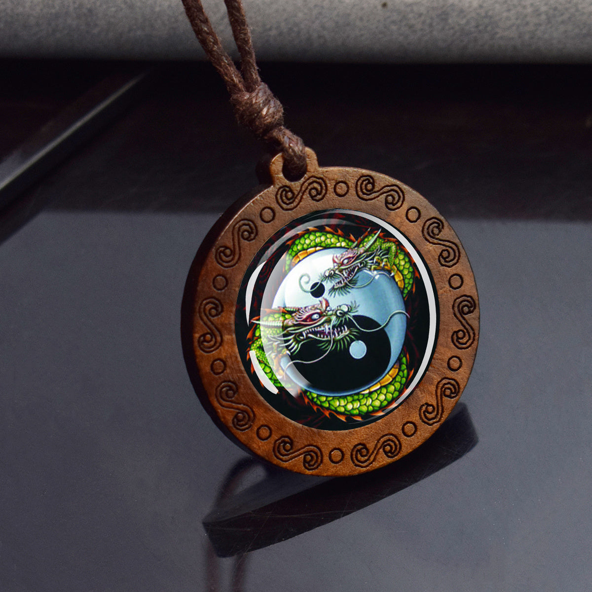 Yin Yang Taichi Glass Pendant Necklace Spiritual Meditation Jewelry