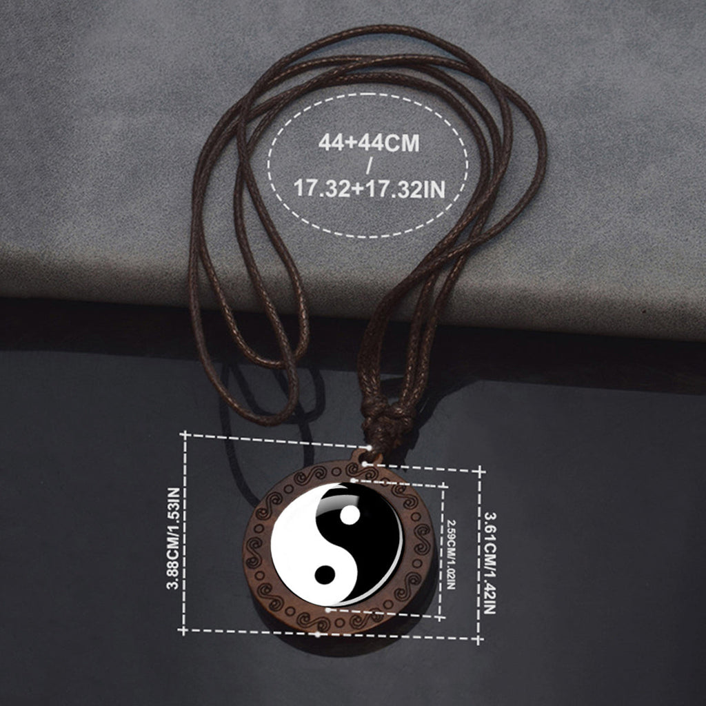 Yin Yang Taichi Glass Pendant Necklace Spiritual Meditation Jewelry