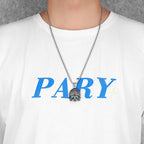 Olivenorma Chief Cat Stainless Steel Blue Turquoise Eye Rock Punk Necklace