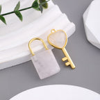 Olivenorma Natural Stone Love Lock Key Pendant Necklace