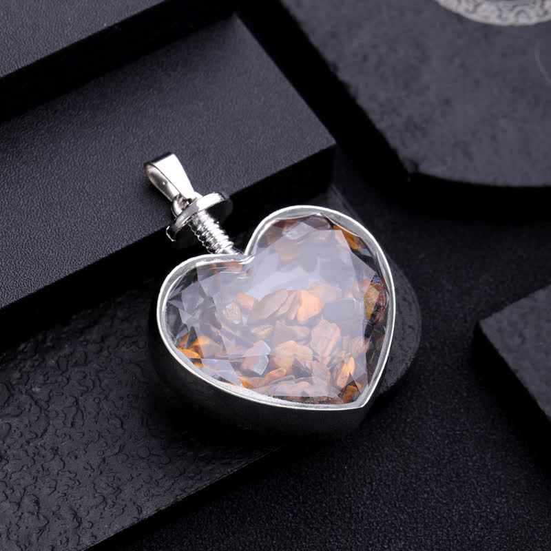 Olivenorma Natural Colorful Gravel Heart Glass Pendant Necklace