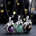 Olivenorma Funny Frog Natural Stone Pendant Necklace