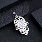 Olivenorma Natural Stone Hamsa Symbol Pendant Necklace