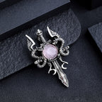 Olivenorma Natural Stone Flying Dragon Sword Pendant Necklace